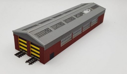 RLL5322RS N Gauge Diesel Depot Shed  2 Road  4 Loco  Through Road Kit- Windows Both Sides - Railway Laser Lines